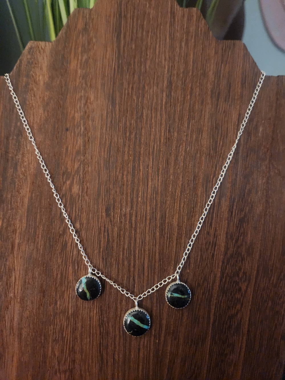 Blackjack Turquoise Sterling Silver Necklace 18 Inches
